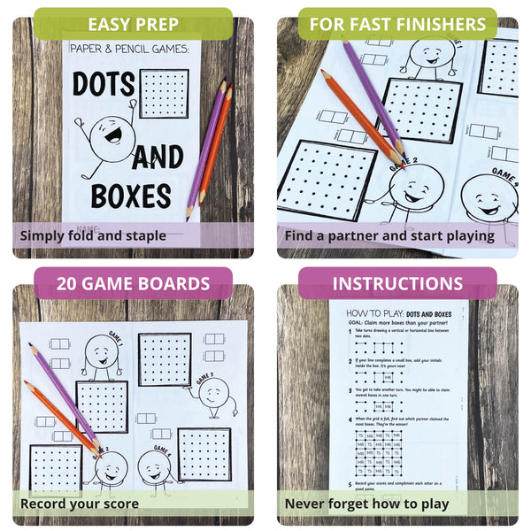 Dots & Boxes Game Templates | Easy Morning Work & Early Finisher Activity