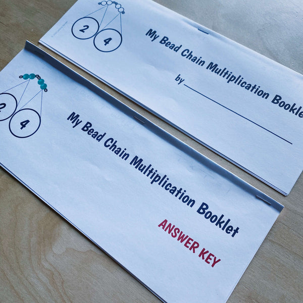 Angled view showing what JRMontessori skip counting booklets look like when printed