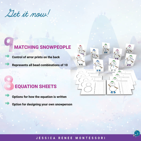 Winter Math Bundle Montessori Counting and Addition Activities