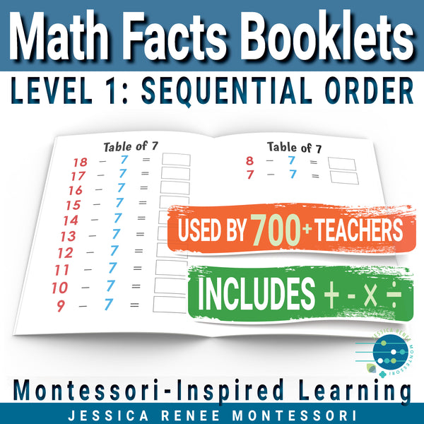 Montessori Math Facts Booklets (Sequential Order) for Fluency Practice
