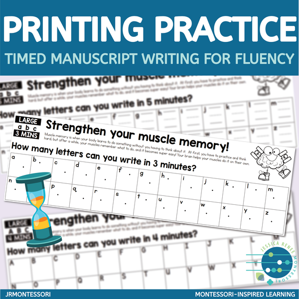 Montessori-Inspired Printing Practice – Timed Manuscript Writing for Fluency