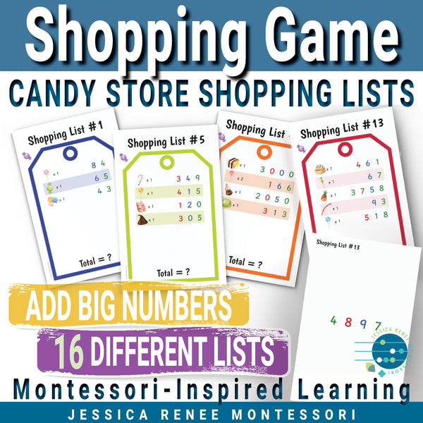 Montessori Math Game Candy Store Shopping Lists