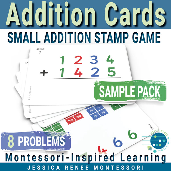 Free Montessori Math Stamp Game Addition Cards