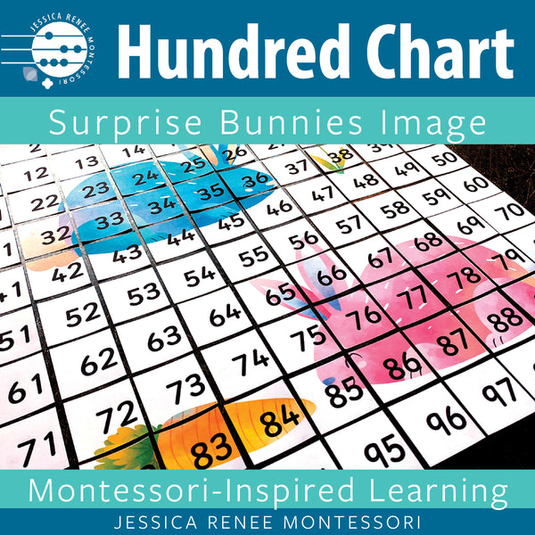 Montessori Math 100 Chart Spring Easter Bunnies