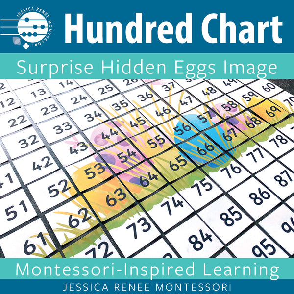 Montessori Math 100 Chart Spring Hidden Easter Eggs