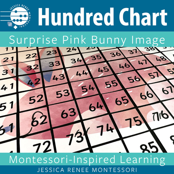 Montessori Math 100 Chart Spring and Easter Pink Bunny