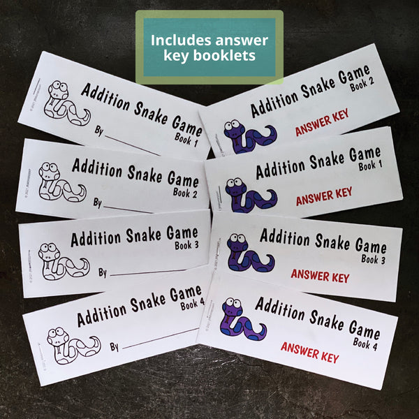 Addition snake game booklets and answer keys by JRMontessori