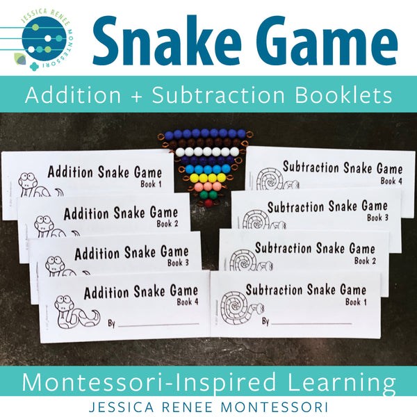 JRMontessori cover image for addition and subtraction snake game booklets