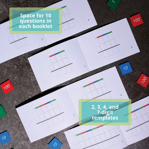 JRMontessori printable stamp game booklets for recording math problems