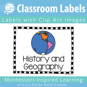 JRMontessori cover image for classroom area labels with clip art images freebie
