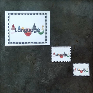 Comparison of small, medium, and large JRMontessori Language area labels