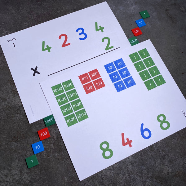 JRMontessori printable snake game material multiplication cards