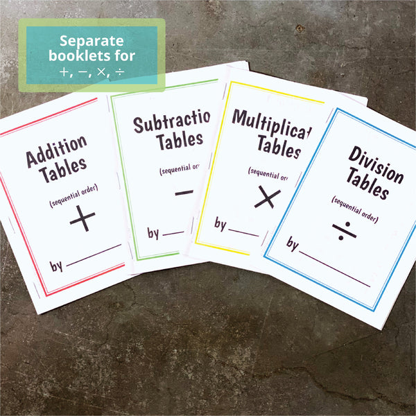 JRMontessori printable math facts booklets with sequential order questions