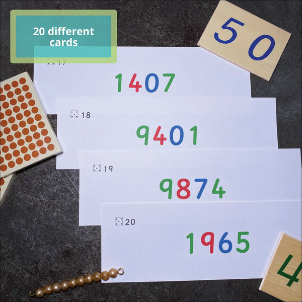 JRMontessori printable cards for place value and number notation