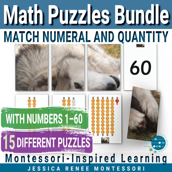 Montessori Math Puzzles Bundle for Practicing 1–10, the Teens, and the Tens
