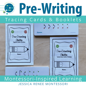 JRMontessori cover image for pre-writing tracing cards and booklets