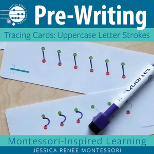 JRMontessori cover image for pre-writing tracing cards uppercase