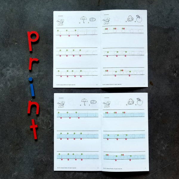 JRMontessori printable printing booklet activity for lowercase letters