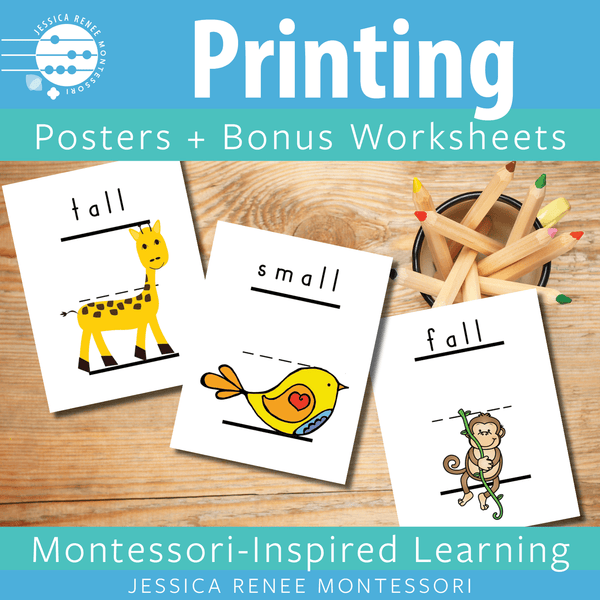 JRMontessori cover image for printing posters and worksheets