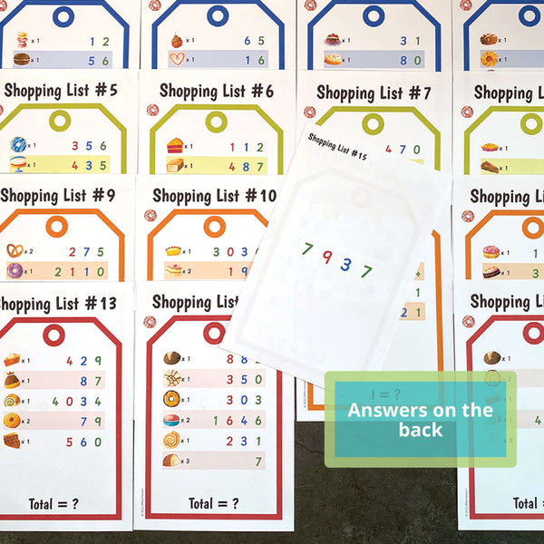 Montessori Math Game Bakery Shopping Lists