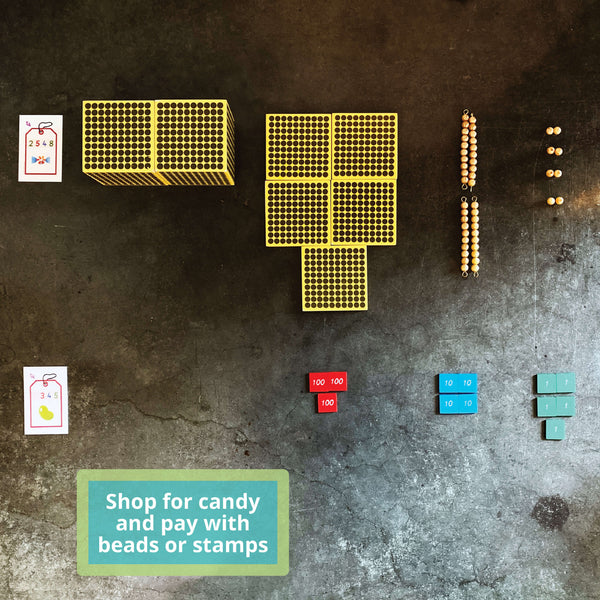Montessori Math Game Candy Store Shopping Tags
