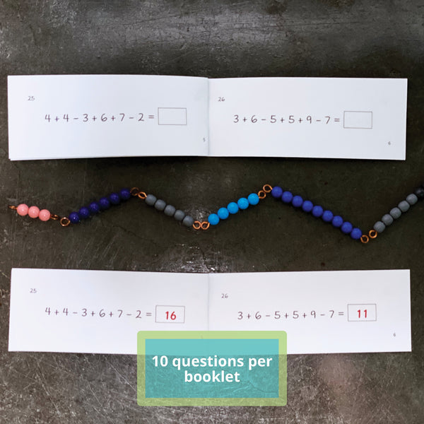JRMontessori printable booklets with subtraction snake game activities