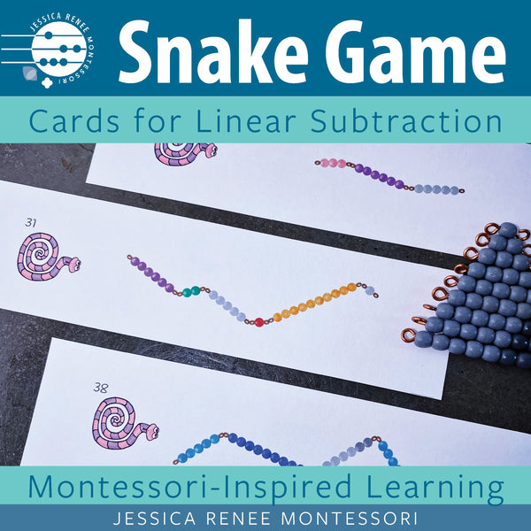 JRMontessori cover image for subtraction snake game cards with beads