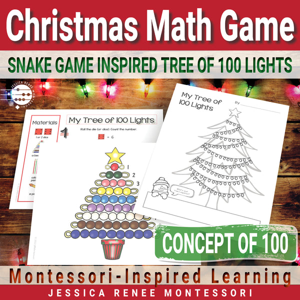 Montessori Winter Math Game: Count & Color the Christmas Lights, Bead Stair Work