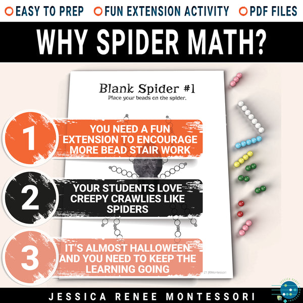 Montessori Halloween Math Cards: Bead Stair Spider, Fall Activity, Numeracy