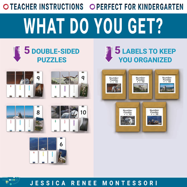 Montessori Math Puzzles for Practicing Numbers 1-10