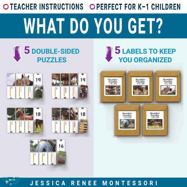 Montessori Math Puzzles for Practicing the Teen Numbers