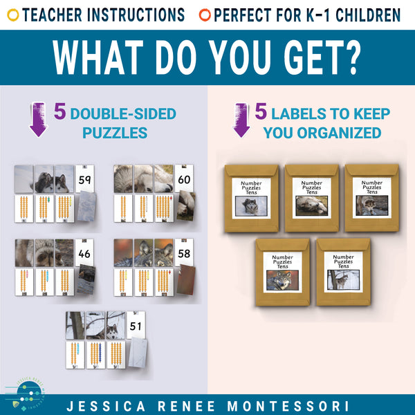 Montessori Math Puzzles for Practicing Numbers in the Tens